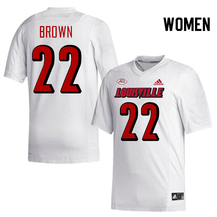 Women #22 Keyjuan Brown Louisville Cardinals College Football Jerseys Stitched-White